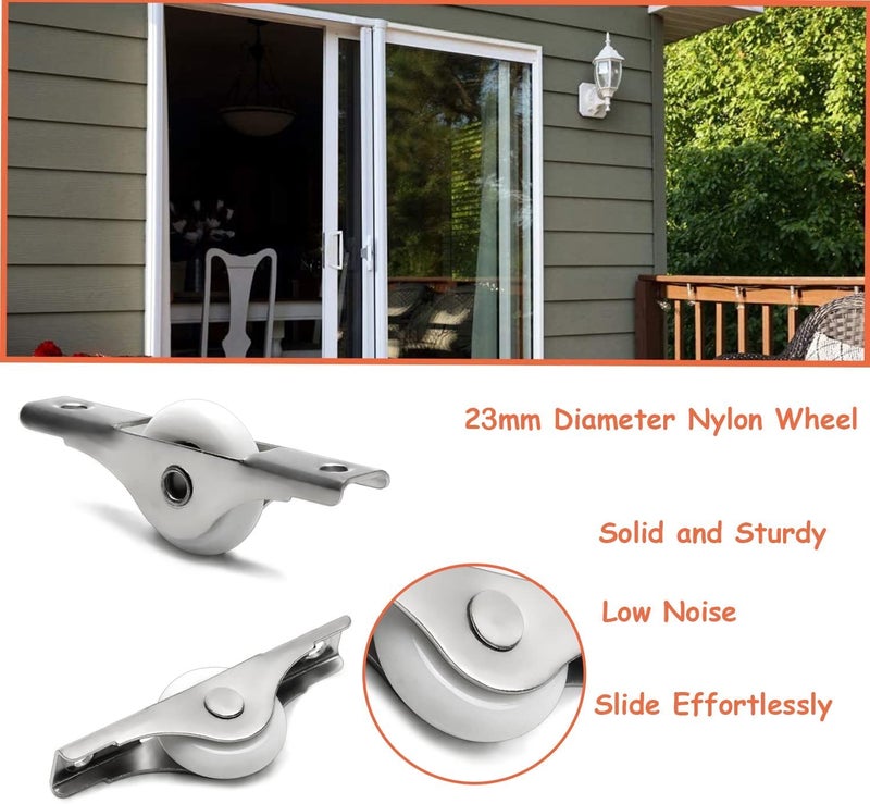 MroMax 10Pcs 23mm/0.91" Dia Screen Door Rollers Nylon White Sliding Wheel Electroplating Sliding Wheel with Stainless Steel Shell for Garage Screen Door - Image 5